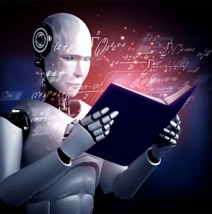 robot reading book